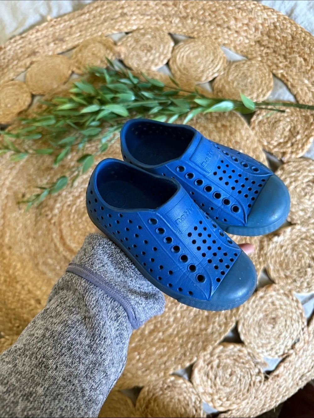 Native Toddler Jefferson Blue With Blue Trim Slip On Shoes. Size 8